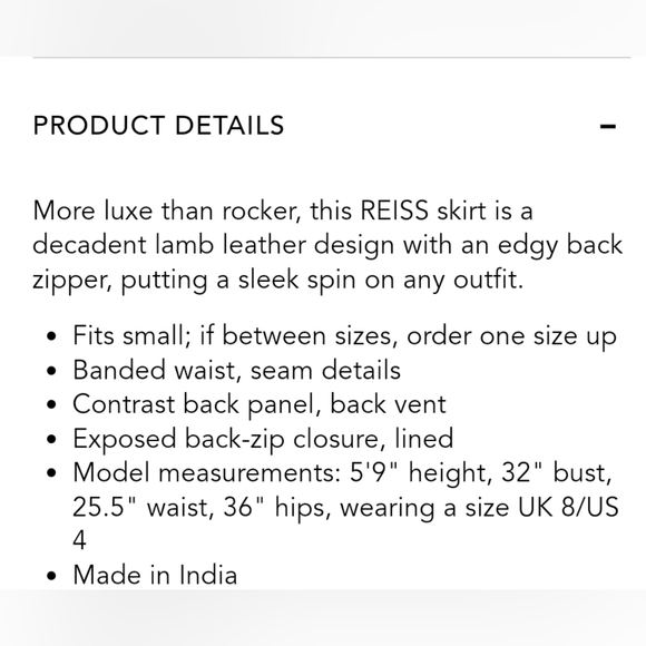 REISS Olivia leather skirt size 10 - Picture 3 of 7